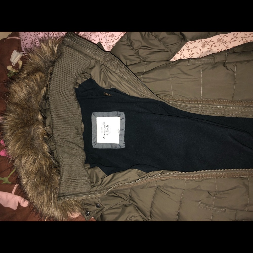 Abercrombie & Fitch Womens Parka Coat (M) Olive